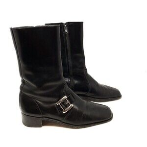 Charles Horrell Mens Mid Boots Size 8 UK 7 Handmade England Black Leather Buckle